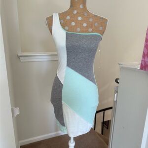 Blue Blush Gray and Mint Asymmetrical Dress